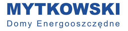 Logo firmy Mytkowski z hasłem "Domy Energooszczędne".
