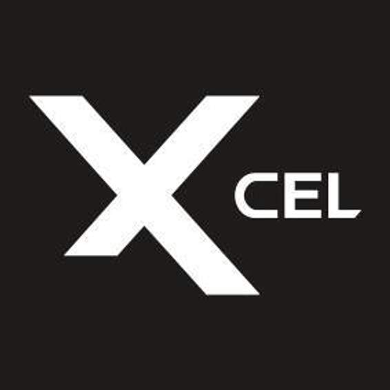 Logo z dużą literą "X" i słowem "CEL" na czarnym tle.